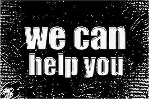 Social concept. text we can help you . White words on black abstract backgrou Stock Illustration