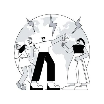 Social conflict abstract concept vector illustration. Stock Illustration