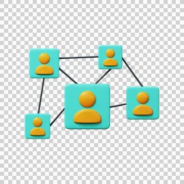 Social connection icon, 3D render Illustrazione stock
