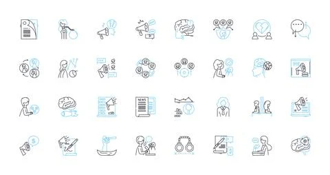 Social connection linear icons set. Friendship, Bonding, Camaraderie, Empathy Stock Illustration