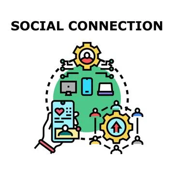 Social connection technology platform concept illustration Illustration