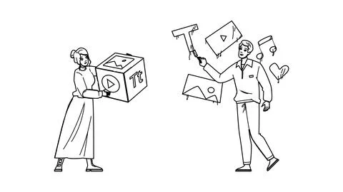 Social content marketing vector Illustrazione stock