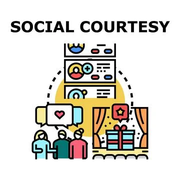Social courtesy and digital interaction concept Stock Illustration