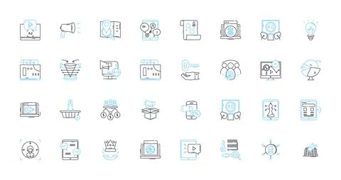 Social creation linear icons set. Collaboration, Engagement, Connectivity Illustrazione stock