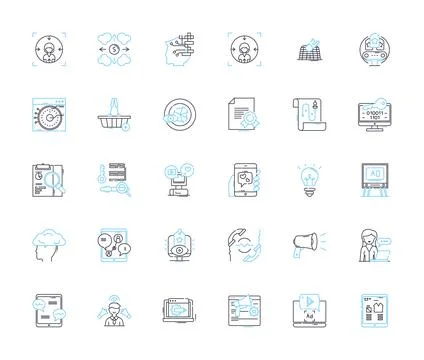 Social creation linear icons set. Collaboration, Engagement, Connectivity Stockillustratie