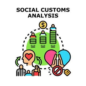 Social customers analysis analyzing purchasing behavior and preferences Stock Illustration