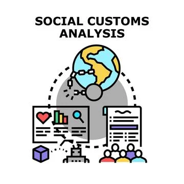 Social customs analysis analyzing global behavior patterns Stock Illustration