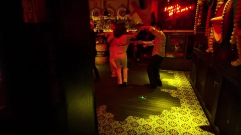 Social dance party in full swing—open-air venue with flair Stock Footage 320570837