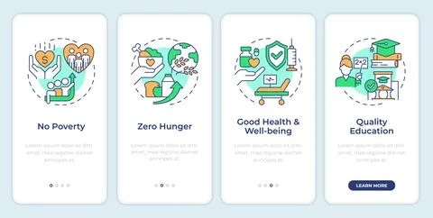 Social development onboarding mobile app screen Illustrazione stock