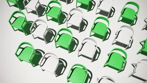 Social distance concept. keep spaced between each separate chairs make for so Stock Illustration