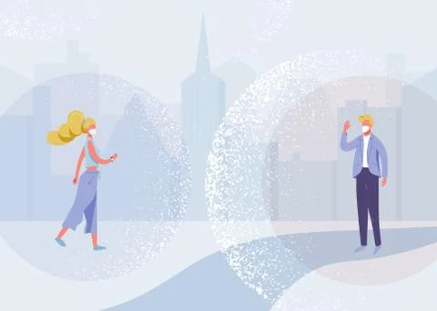 Social distance vector design concept. Illustration background about preventive Stock Illustration