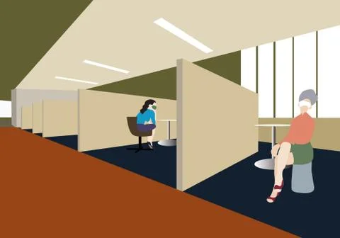 Social distance at work Stock Illustration