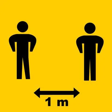 Social distancing 1 meter icon. Self quarantine vector sign. Coronavirus pan Stock Illustration
