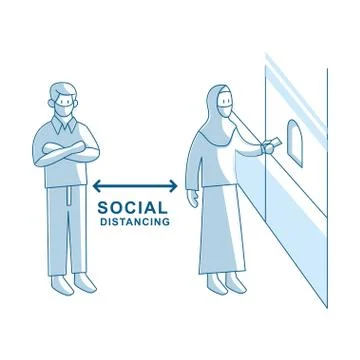 Social Distancing 2 meter and 6 Feet Illustration Vector Illustrazione stock