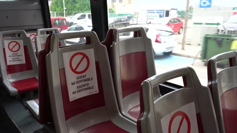 Social distancing and seating in Bus public transport Corona Virus – Covid-19. Stock Footage 132770623