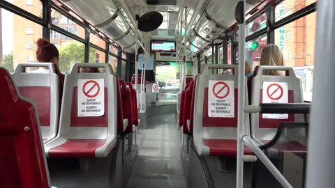 Social distancing and seating in Bus public transport Corona Virus – Covid-19. Stock Footage 132770695