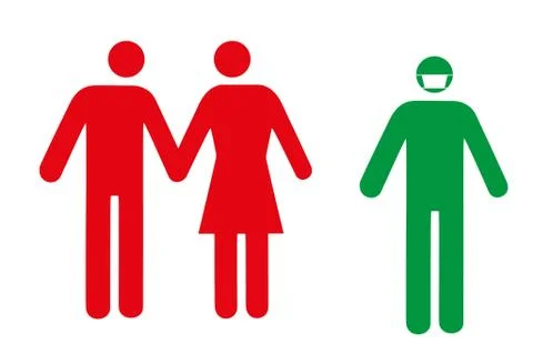 Social distancing concept icon flat Stock Illustration