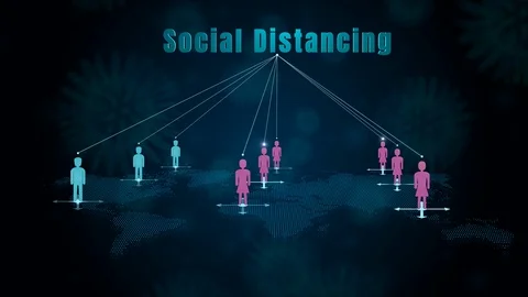 Social distancing concept, keep distance in public society people to control Stock Footage 130087590