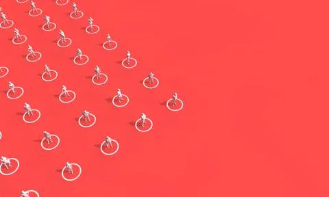 Social distancing concept. People stood in isolated circles. 3D Rendering Stock Illustration