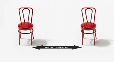 Social distancing concept. Two separate chairs to avoid infection. Coronavirus Illustrazione stock