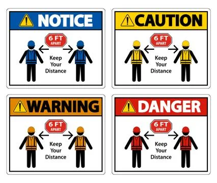 Social Distancing Construction Sign Isolate On White Background,Vector Illust Stock Illustration