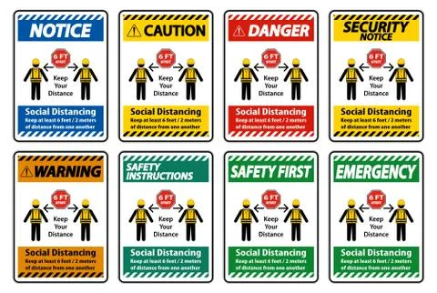 Social Distancing Construction Sign Isolate On White Background,Vector Illust Stock Illustration