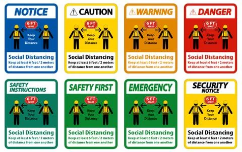 Social Distancing Construction Sign Isolate On White Background,Vector Illust Stock Illustration