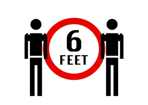 Social Distancing Icon, Distance between people 6 feet apart Ilustración de archivo