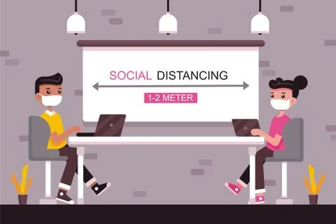 Social distancing icon. Keep the 1-2 meter distance. Stock Illustration