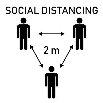 Social distancing icon. Keep a distance of 2 meters. Protection from the coro Stock Illustration