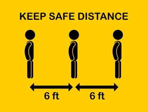 Social distancing icon. Keep Safe Distance 6 Feet or 2 meter.Quarantine measu Stock Illustration