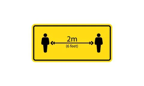Social distancing icon. Keep your distance 6 feet sign. Vector on isolated wh Stock Illustration