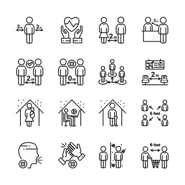 Social distancing icon set Stock Illustration