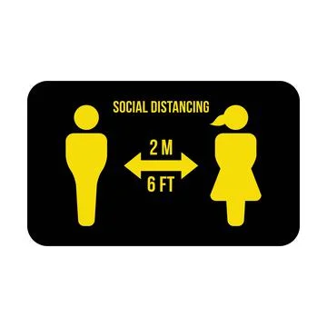 Social distancing icon symbol vector keep safe distance sign in glyph pictogram Stock Illustration