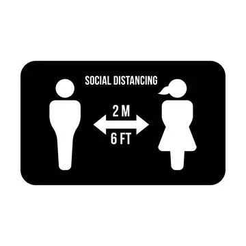 Social distancing icon symbol vector keep safe distance sign in glyph pictogram Stock Illustration