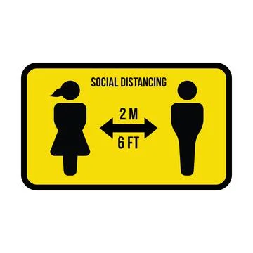 Social distancing icon symbol vector keep safe distance sign in glyph pictogram Stock Illustration
