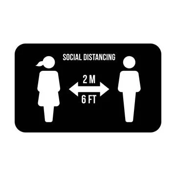 Social distancing icon symbol vector keep safe distance sign in glyph pictogram Illustrazione stock