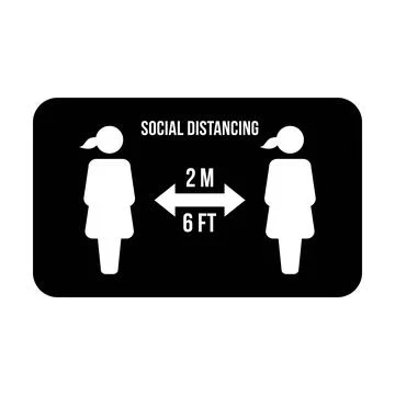 Social distancing icon symbol vector keep safe distance sign in glyph pictogram Stock Illustration