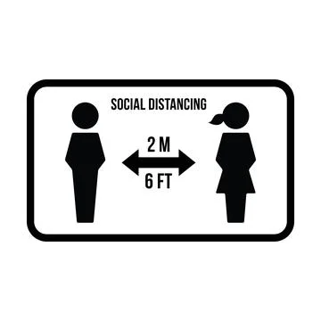 Social distancing icon symbol vector keep safe distance sign in glyph pictogram Stock Illustration
