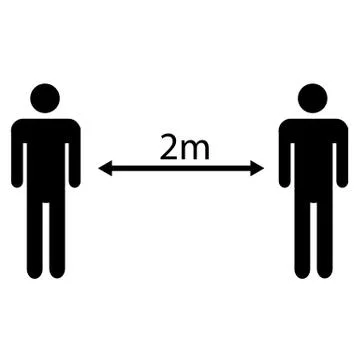 Social distancing icon on white background. 2 meters distance. Stock Illustration