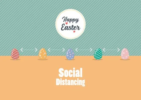 Social distancing infographic with easter eggs Stock Illustration