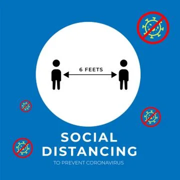 Social distancing, keep distance in public society people to protect from COV Illustrazione stock