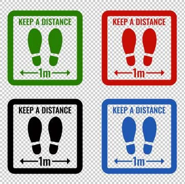 Social Distancing Keep Distance Set Transparent Background Illustrazione stock