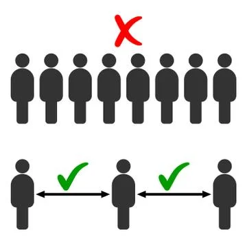 Social distancing. Keep a safe distance, vector icon sign to contain flu Stock Illustration