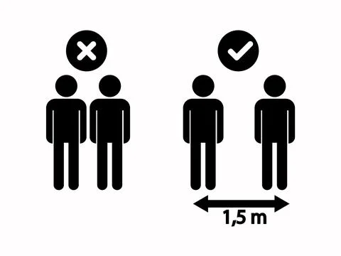 Social Distancing Keep Your Distance 1,5 m or 1,5 Metres Infographic Icon. Ve Stock Illustration