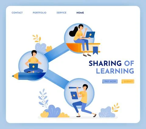 Social distancing in learning and school to share. Technology in education wi Illustrazione stock
