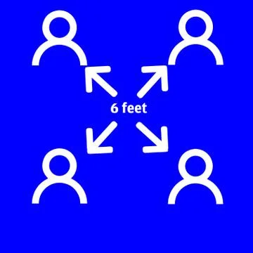 Social Distancing or Safe Distancing Message Sticker for stores, supermarkets Stock Illustration