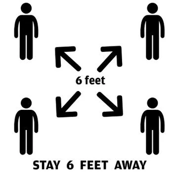 Social Distancing or Safe Distancing Message Sticker for stores, supermarkets Stock Illustration
