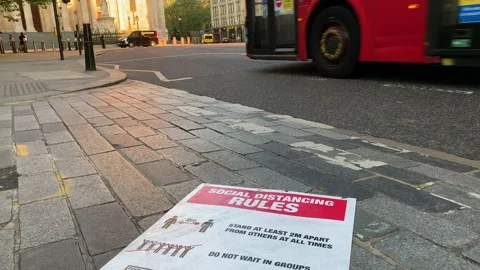Social Distancing, Poster,  Empty Lockdown Street Central London Sunset Stock Footage 132218224