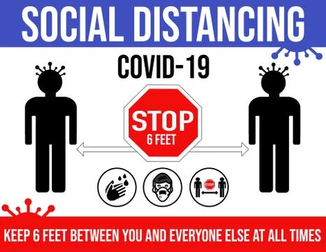Social distancing poster Stock Illustration